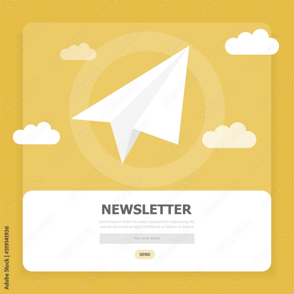 Φωτογραφία A window with a white plane and a subscription to news on the Internet on a yellow background