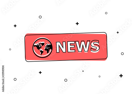 The red banner with the inscription of the news and the planet on the left is depicted on a white background.