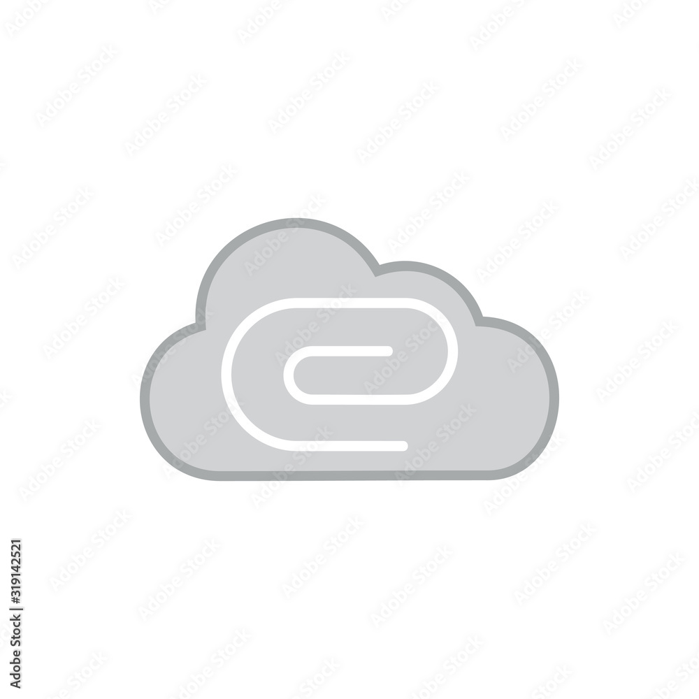cloud document paper clip symbol vector cloud document paper clip symbol vector