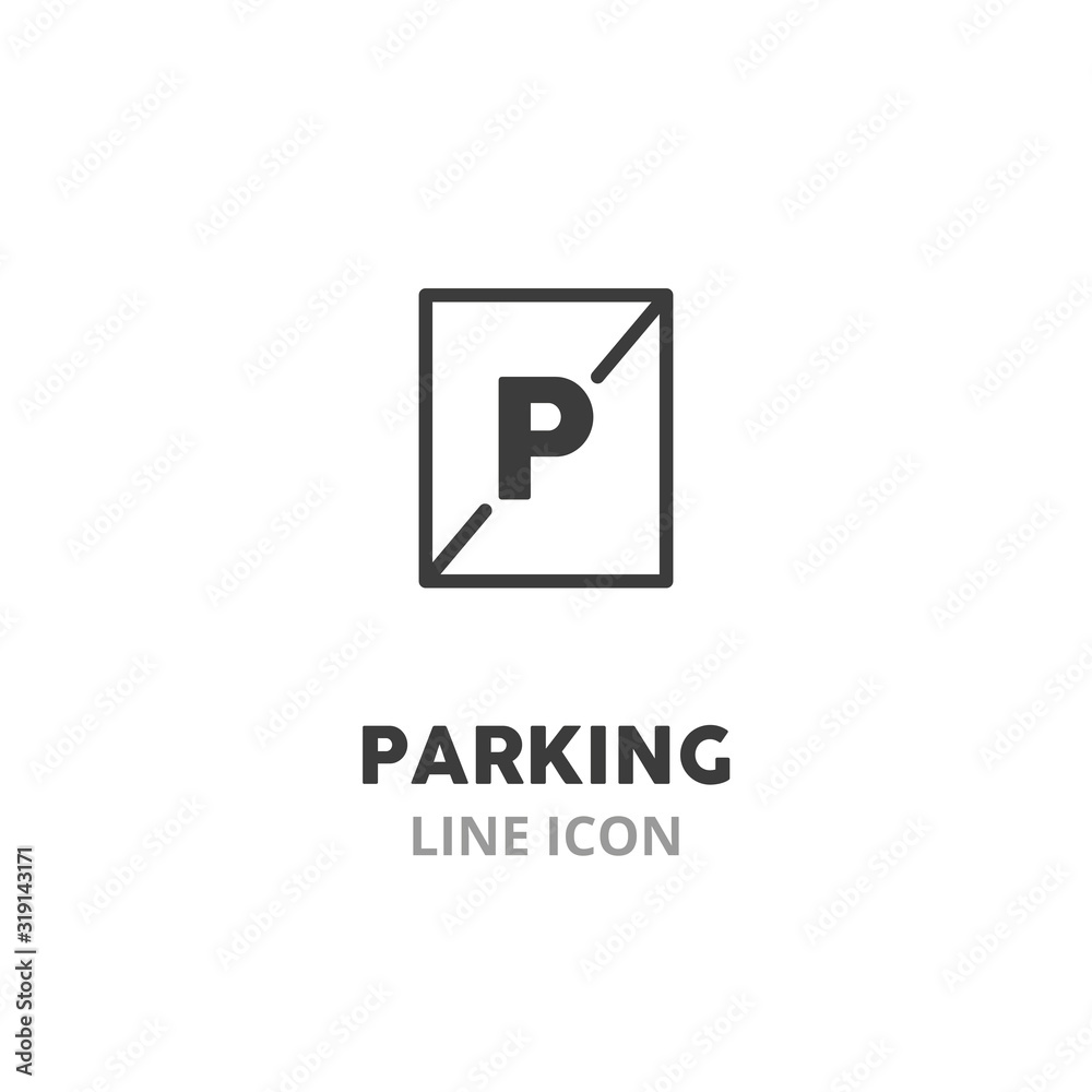 Parking simple line icon. Vector illustration symbol elements for web design.. Parking simple line icon. Vector illustration symbol elements for web design..