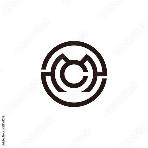 letter mc symbol circle geometric line logo vector