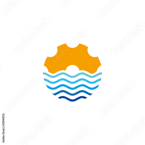 cog machine symbol, ocean gradient design logo vector