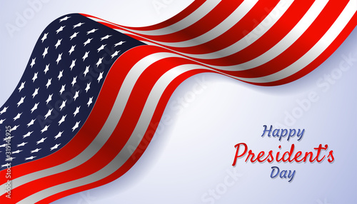 Happy president's day with USA Flag in white background. Vector illustration for President day in USA.