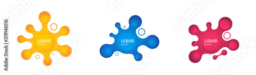 Set of Amoeba shapes. Abstract liquid elements.