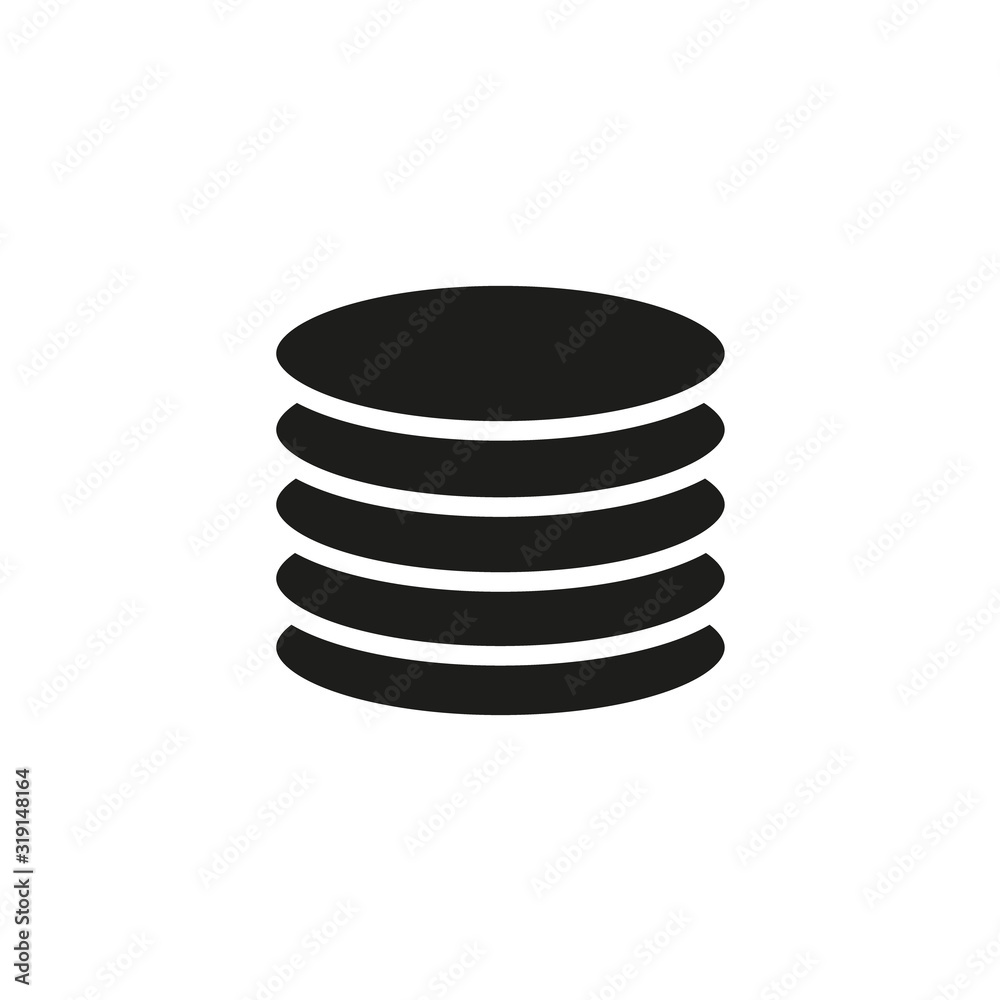 Database vector flat icon on black and white background Database vector flat icon on black and white background