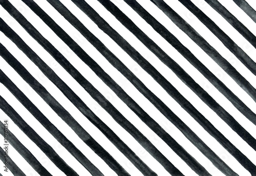 Classic diagonal black watercolor stripes pattern on white background.