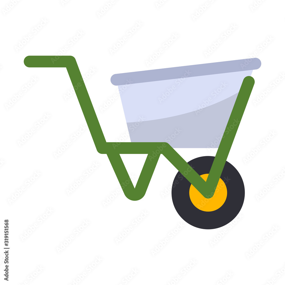 wheelbarrow isolated flat color icon wheelbarrow isolated flat color icon