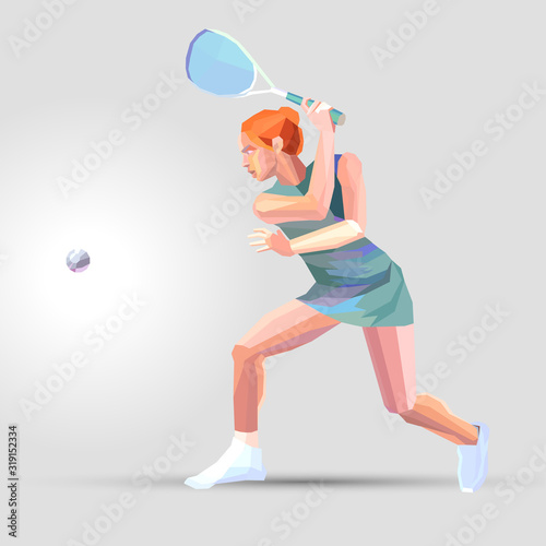 Female Squash Player Polygonal Geometric Vector Illustration