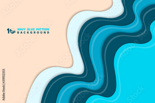 Abstract step of blue wavy design with clear sand background. illustration vector eps10