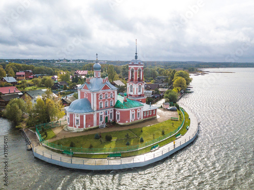 Church of the Forty Sebastian Martyrs. Lake Pleshcheyevo, Pereslavl-Zalessky. Aerial view photo