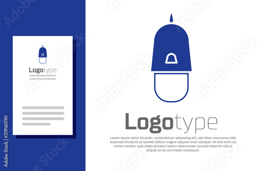 Blue Police cap with cockade icon isolated on white background. Police hat sign. Logo design template element. Vector Illustration