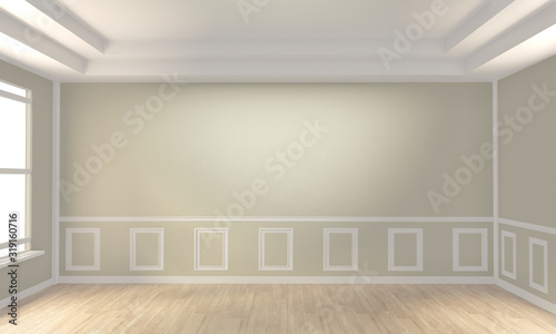 Empty white room interior design. 3D rendering