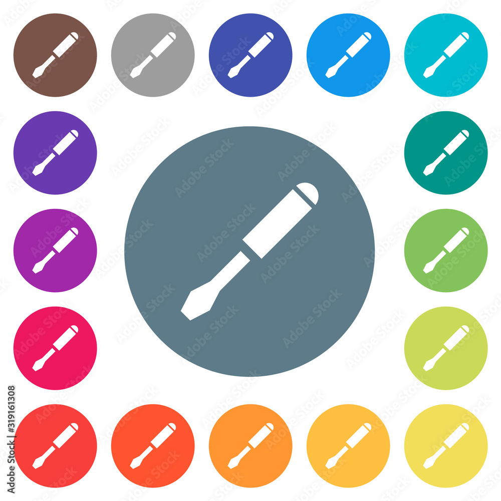 Single screwdriver flat white icons on round color backgrounds Single screwdriver flat white icons on round color backgrounds