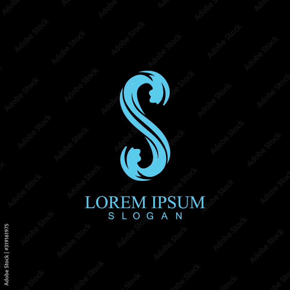 S letter water splash logo design template