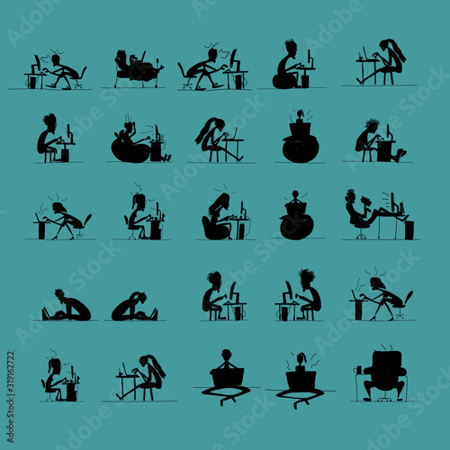 Programmers at work, office life, sketch for your design