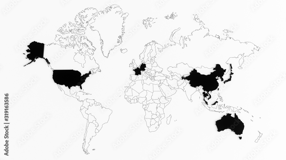 Obraz premium Spread of the corona virus on a world map - ncov flu infection - 3D illustration