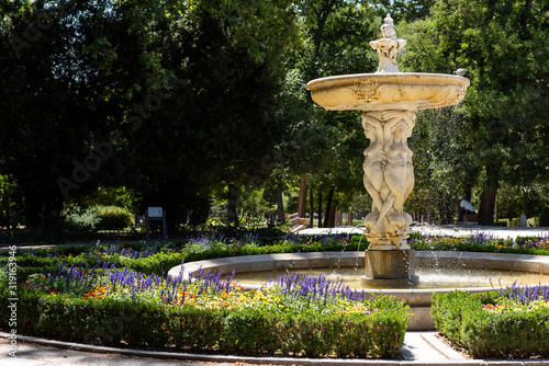fountain in Madrid Retiro park. Alcachofa Fountain. Spain