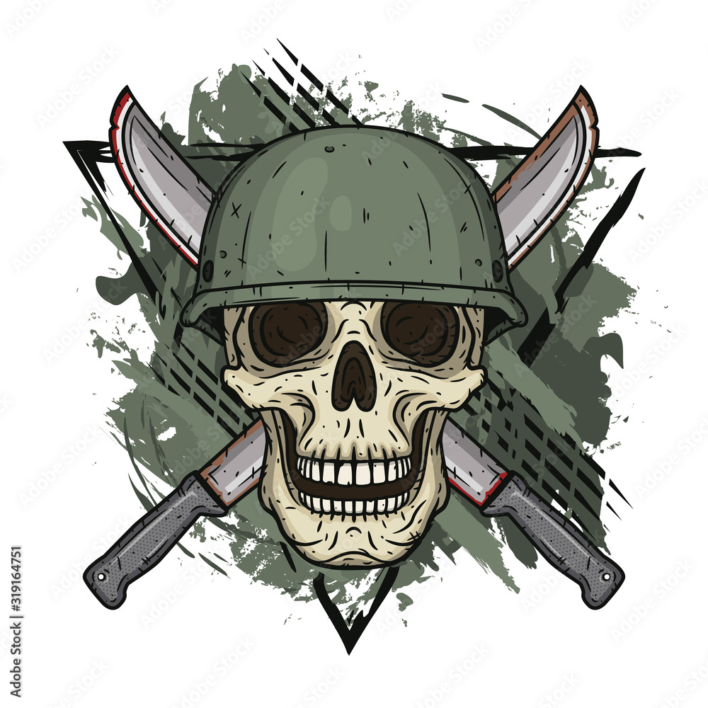 The skull in the helmet. Dead soldier.