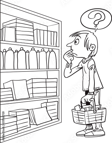 Confused Shopping Man