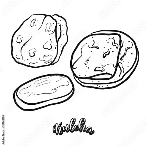 Kulcha food sketch separated on white
