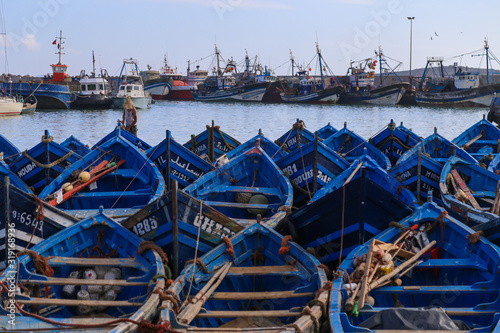 Fishing boats in the ancient port of Essaouira