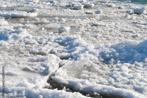 Floating ice block in Xinjiang China Sayram(sailimu) lake in winter season.