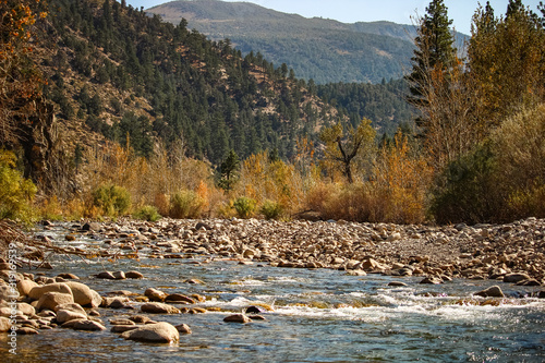 West Walker river running across California and Nevada in beautiful fall colors.