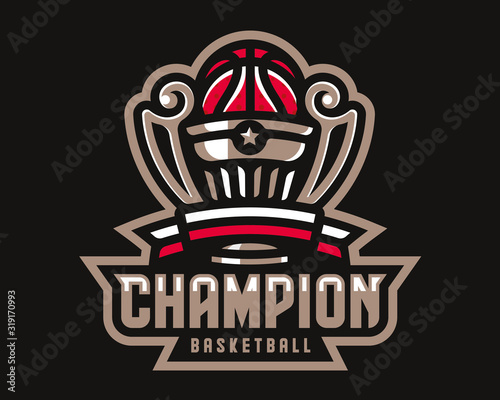 Basketball cup logo design, emblem tournament template editable for your design.