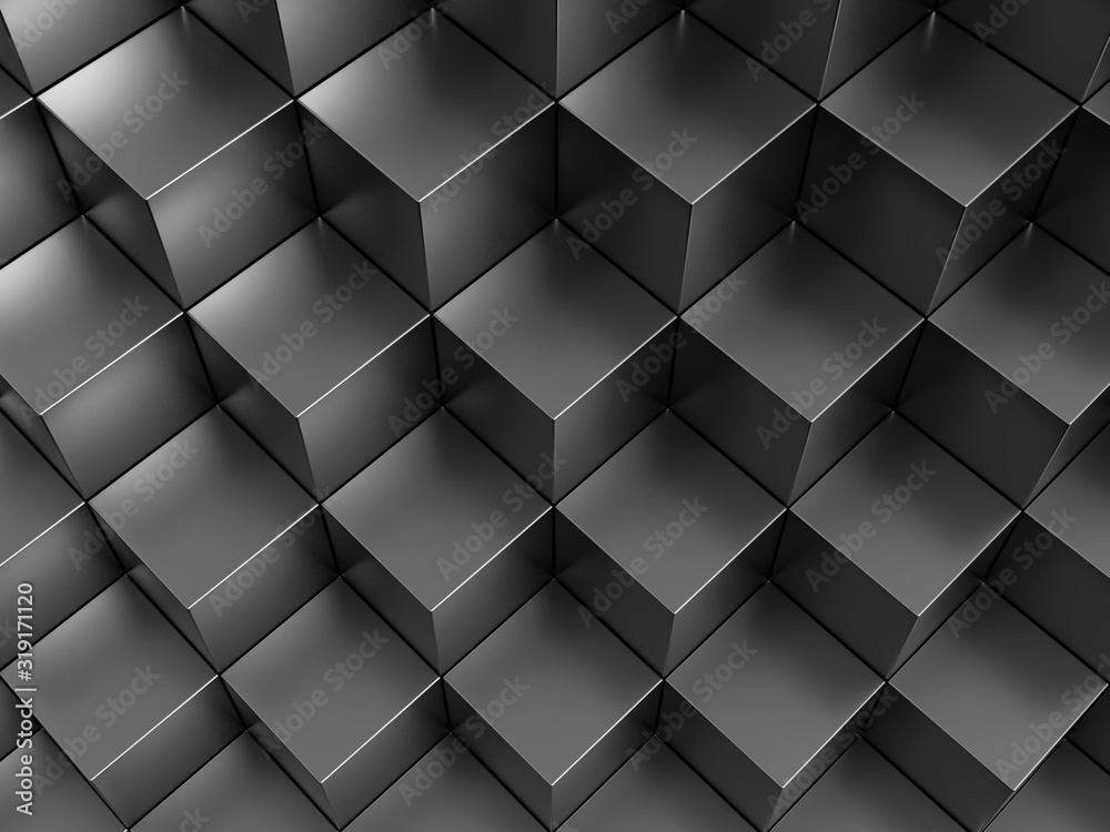 Abstract black 3D geometric metal cubes background. 3d rendering - illustration. Abstract black 3D geometric metal cubes background. 3d rendering - illustration.