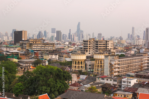Panorama of the evening Bangkok, a giant metropolis that never sleeps