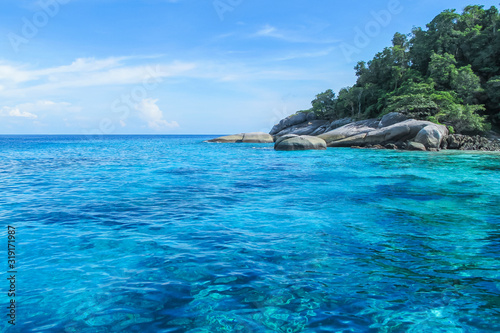 The water is clear until seeing the coral reef. At the Similan Islands, Phang Nga, Thailand © Loveseen