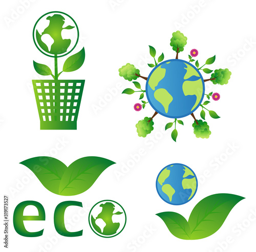 ecological symbols and bio green planet