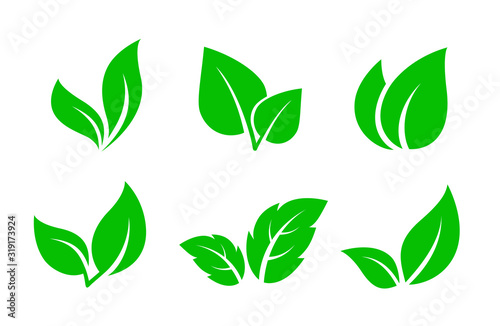 set of green leaves iconsset of green leaves icons