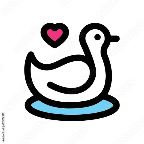 valentines related love and romance duck in water with hearts vector with editable stroke, © Aranagraphics
