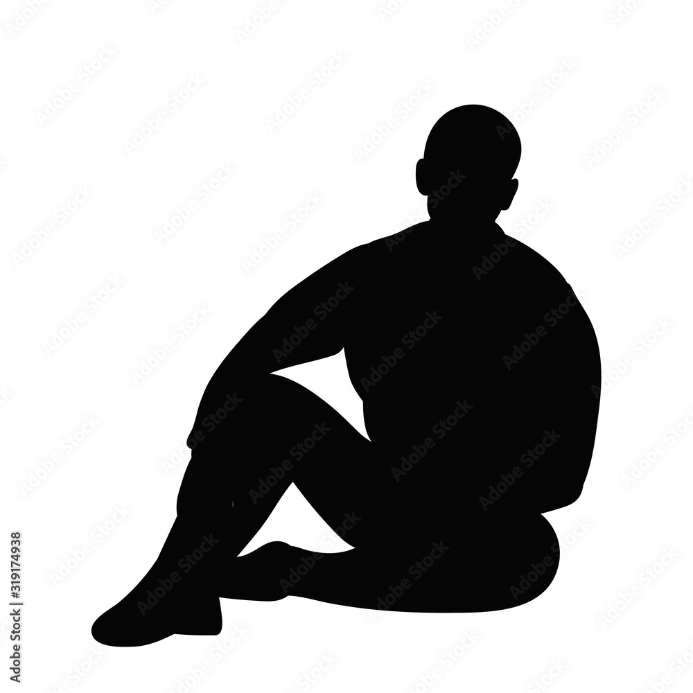 vector, isolated, silhouette man sitting