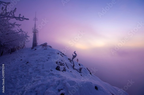 Vapenna hill before sunset in winter photo