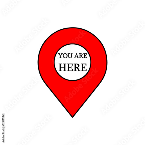 Free Download You Are Here Location Pointer Pin. Sign design concept for web, business, cover and art. GPS Destination marker. Navigation. Targeting.  - GFXLoad