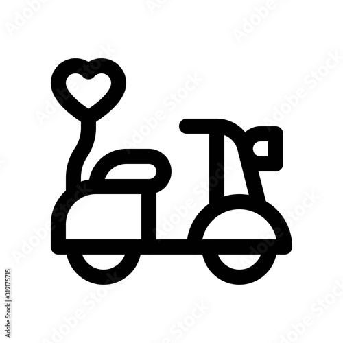 valentines related love and romance bike with hearts vector in lineal style,
