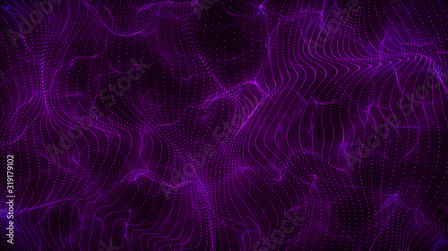 Obraz na płótnie Retro cyberpunk style 80s Sci-Fi Background Futuristic with laser grid landscape. Digital cyber surface style of the 1980`s. 3D illustration w salonie