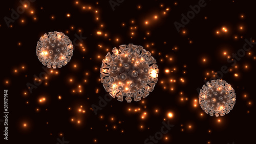 EPS10. Vector illustration. Coronavirus 2019-nCov novel coronavirus concept responsible for asian flu outbreak and coronaviruses influenza as dangerous flu strain cases as a pandemic. Microscope virus