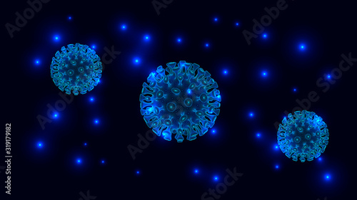 EPS10. Vector illustration. Coronavirus 2019-nCov novel coronavirus concept responsible for asian flu outbreak and coronaviruses influenza as dangerous flu strain cases as a pandemic. Microscope virus