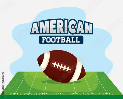 poster of american football with ball vector illustration design