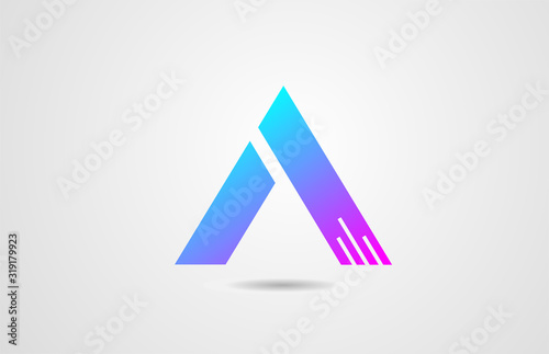 pink blue alphabet letter A logo icon design template for corporate business