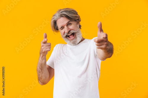 Cheerful senior grey-haired bearded man