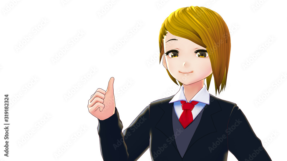 Anime Girl Blonde Hair Cartoon Character Thumbs Up in Business Suit or  Japanese School Uniform standing in front of a white background with a  confident smile it's Anime Manga Girl Stock Illustration |