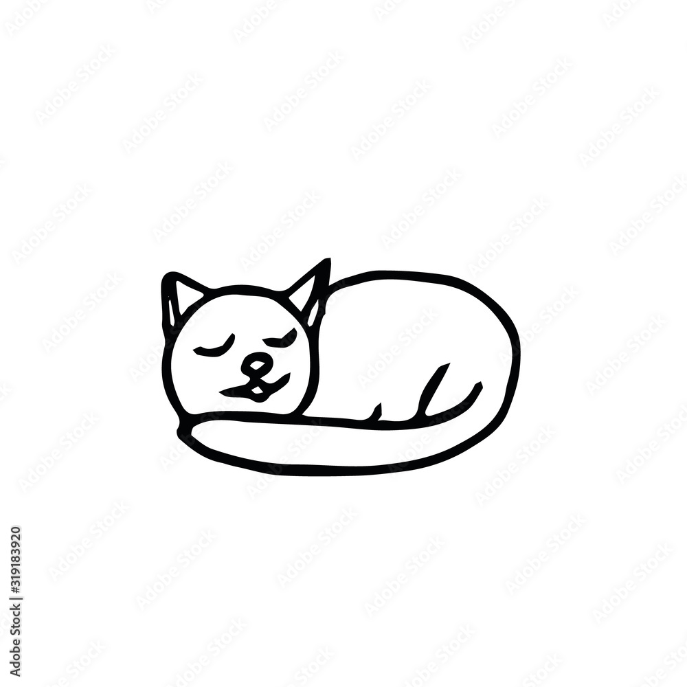 Cute cat hand drawn in doodle style. element for design postcard