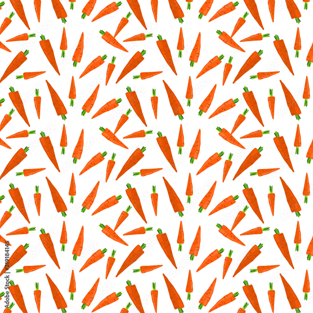 Carrot on a white background isolated. Seamless pattern. Vector illustration