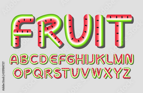 Watermelon fruit vector alphabet