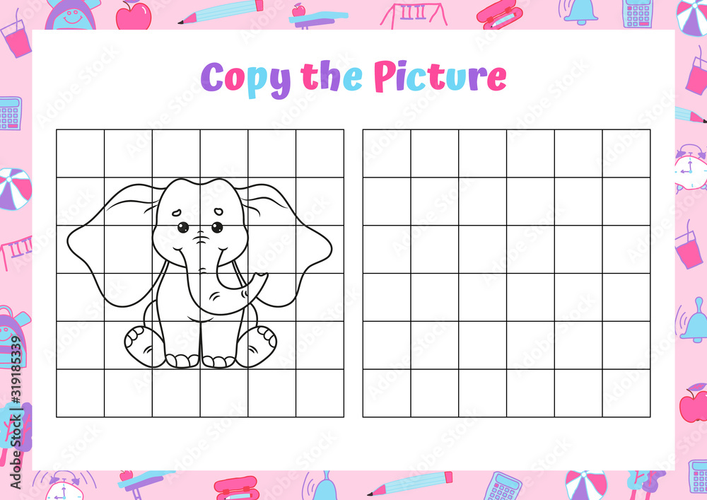 Obraz premium Copy the picture. Drawing activity for kids. Educational game for preschool children. 