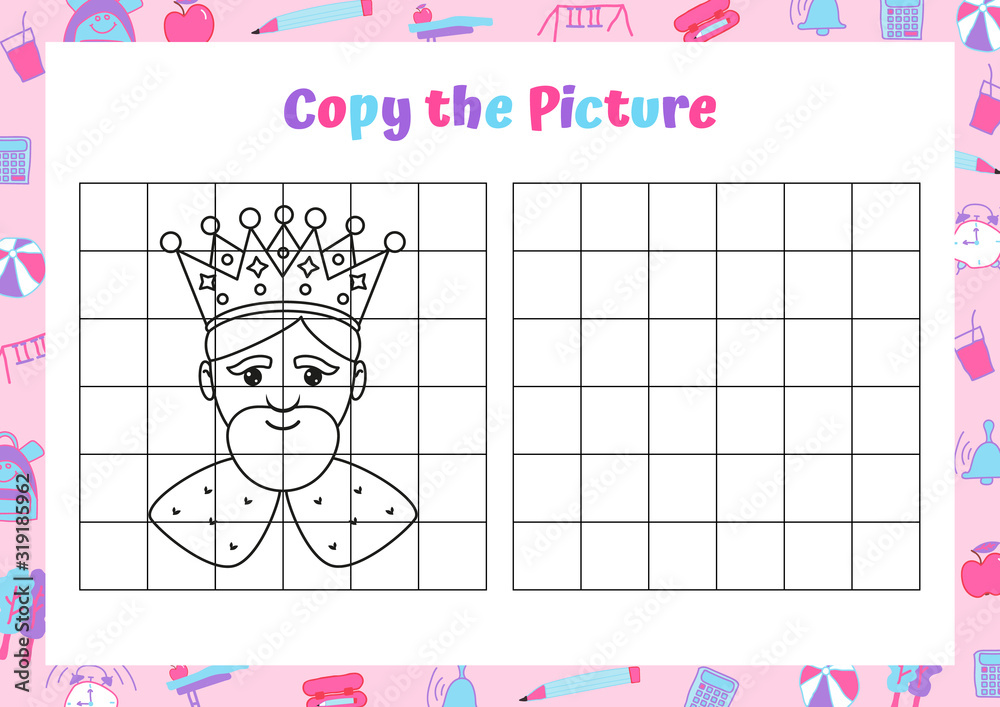 Copy the picture. Drawing activity for kids. Educational game for ...